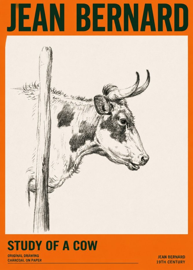 Jean Bernard Study of a Cow XVII No2 - Juliste