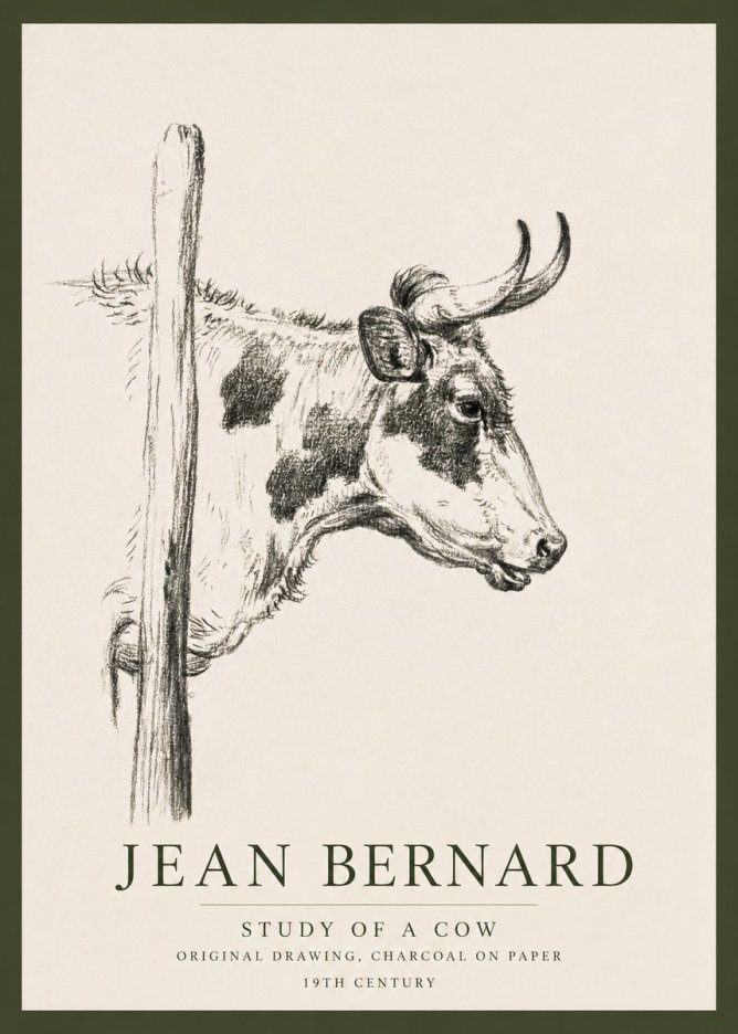 Jean Bernard Study of a Cow XVII No3 - Juliste