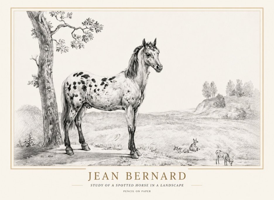 Jean Bernard Study of a Spotted Horse in a Landscape No1 - Juliste