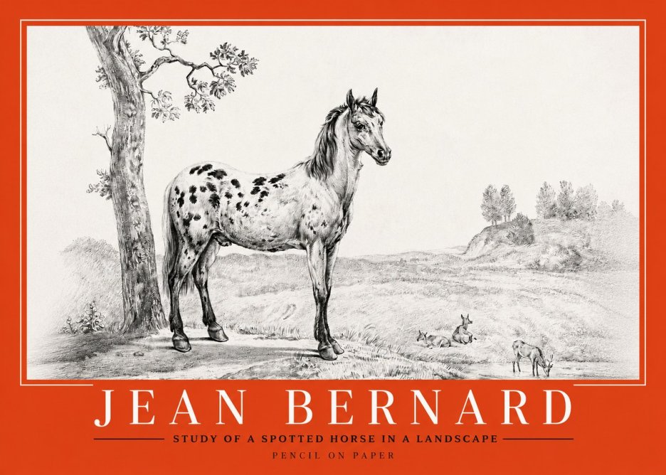 Jean Bernard Study of a Spotted Horse in a Landscape No2 - Juliste