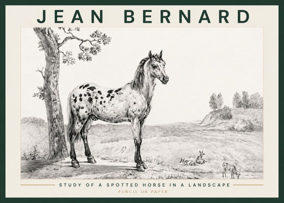 Jean Bernard Study of a Spotted Horse in a Landscape No3 - Juliste