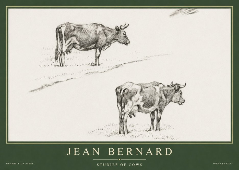 Jean Bernard Studies of Cows III No5 - Juliste