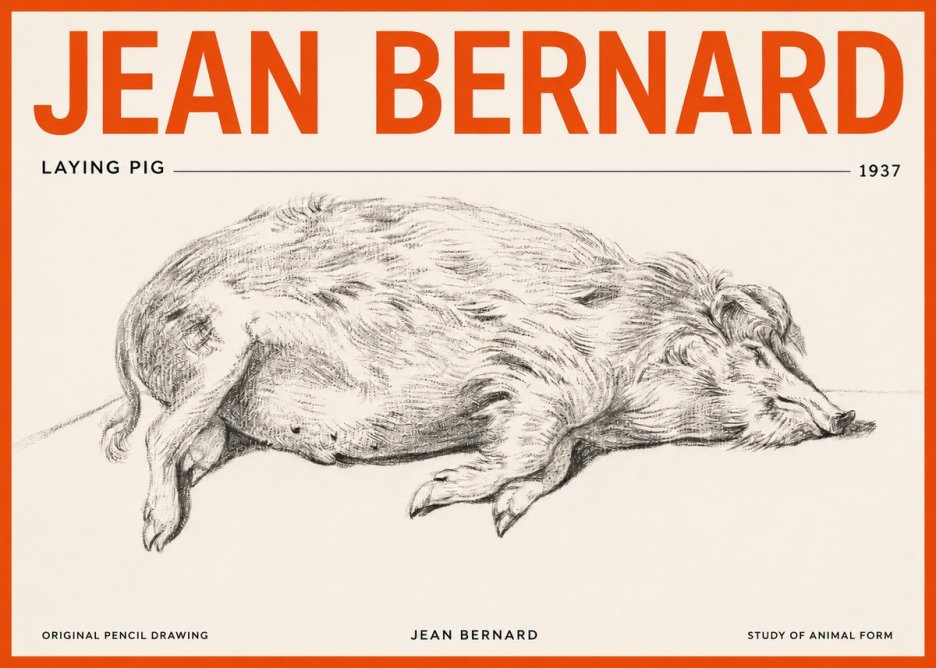 Jean Bernard Laying Pig No2 - Juliste