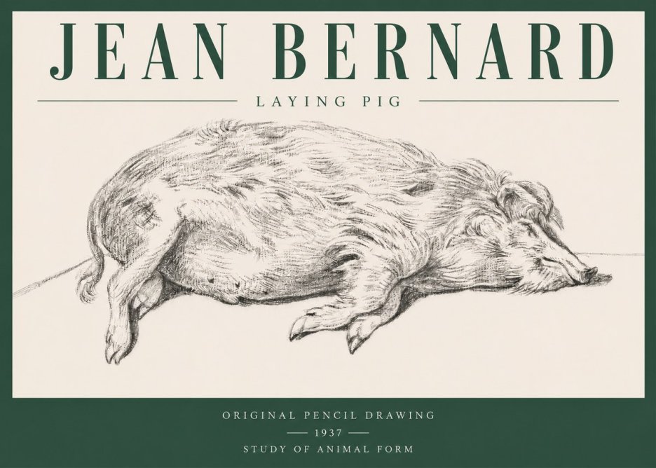 Jean Bernard Laying Pig No3 - Juliste