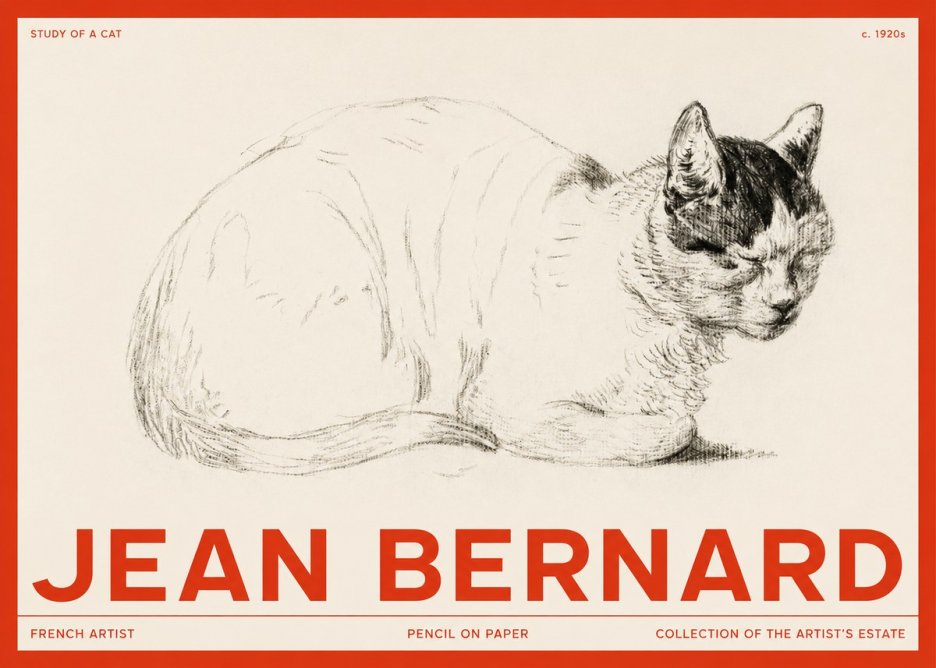 Jean Bernard Study of a Cat III No2 - Juliste