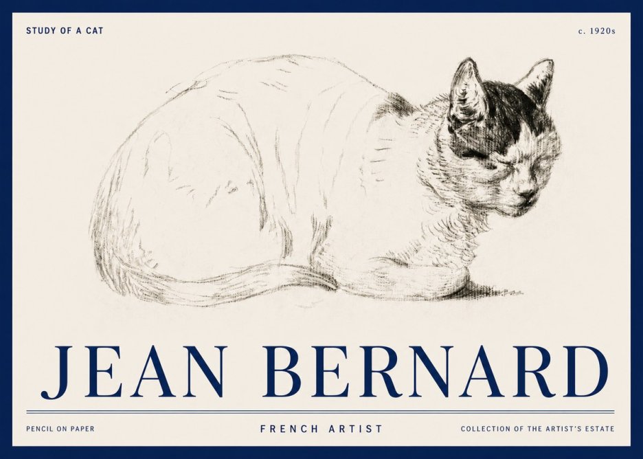 Jean Bernard Study of a Cat III No3 - Juliste