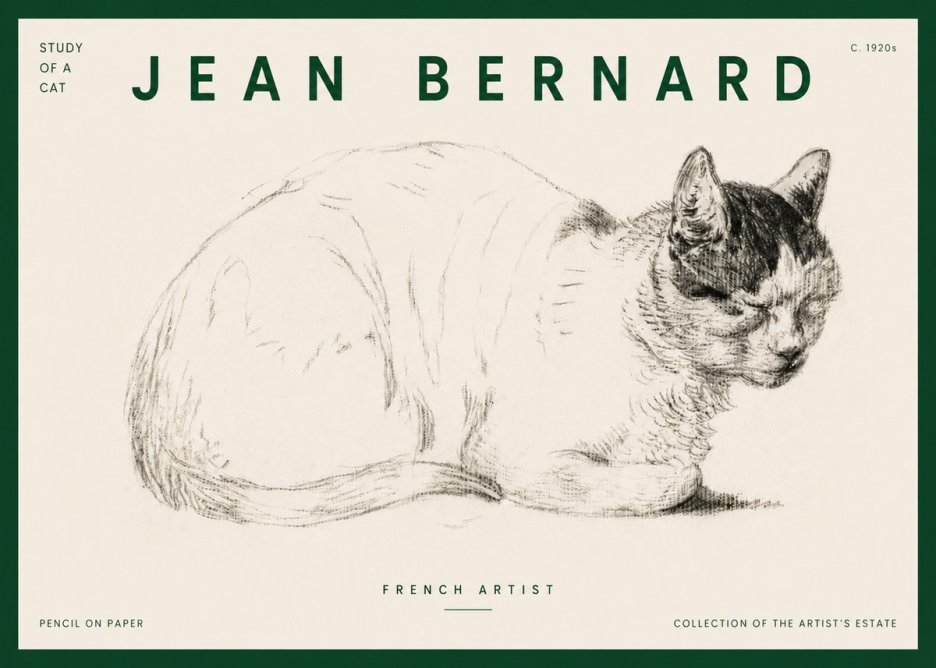 Jean Bernard Study of a Cat III No4 - Juliste