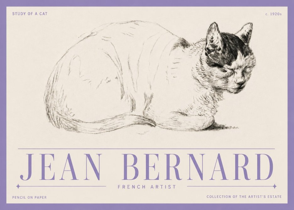 Jean Bernard Study of a Cat III No5 - Juliste