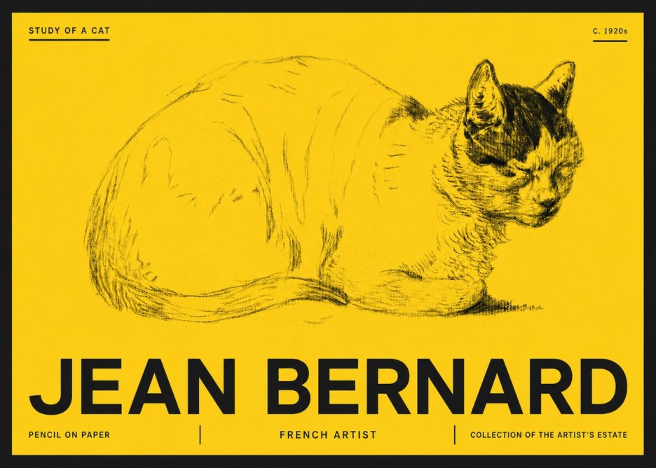 Jean Bernard Study of a Cat III No6 - Juliste
