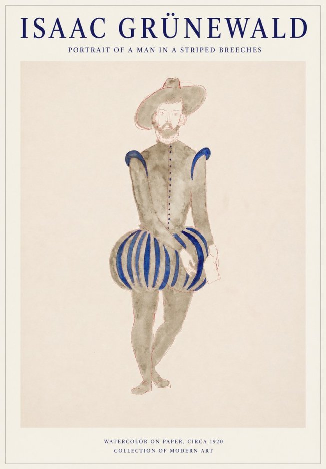 Isaac Grünewald Portrait of a Man in a Striped Breeches No1 - Juliste