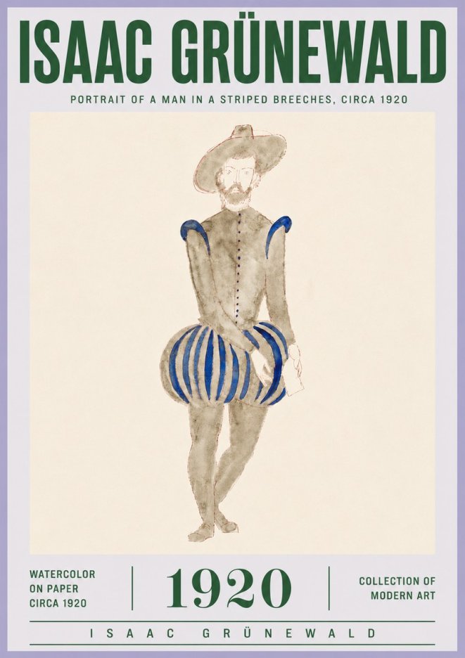 Isaac Grünewald Portrait of a Man in a Striped Breeches No4 - Juliste