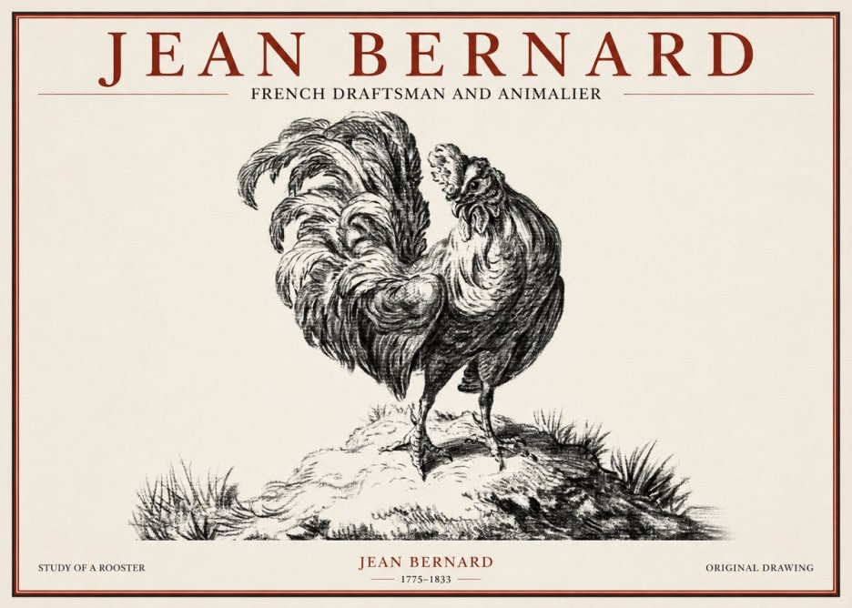 Jean Bernard Study of a Rooster No1 - Juliste
