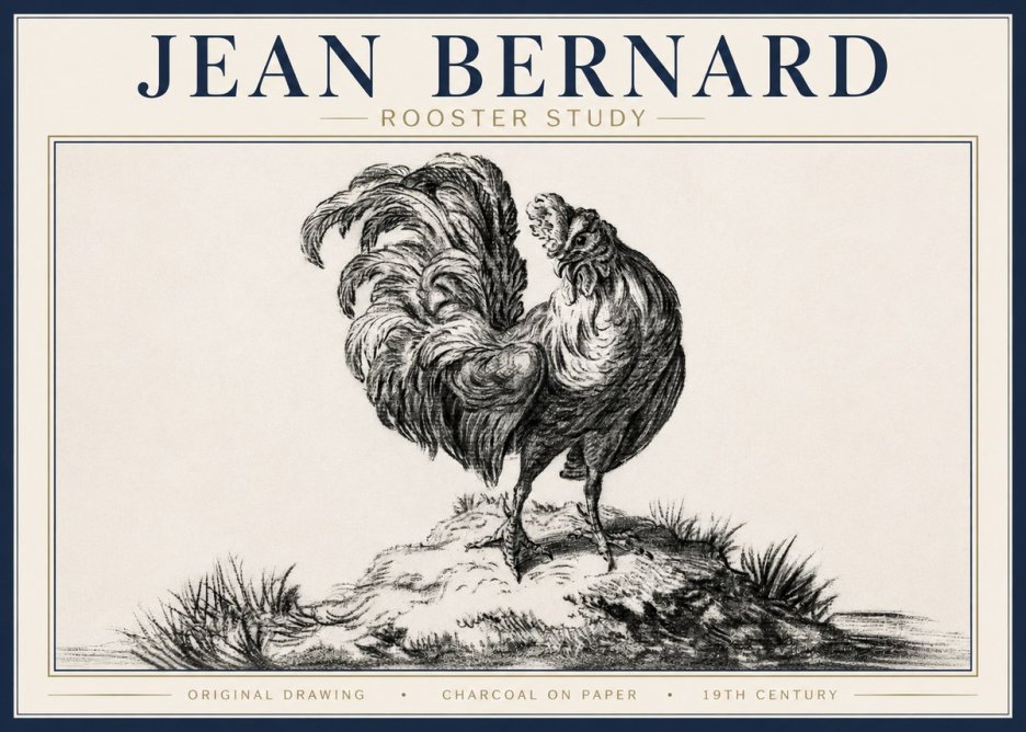 Jean Bernard Study of a Rooster No4 - Juliste