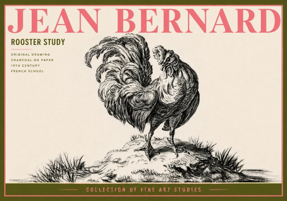 Jean Bernard Study of a Rooster No6 - Juliste
