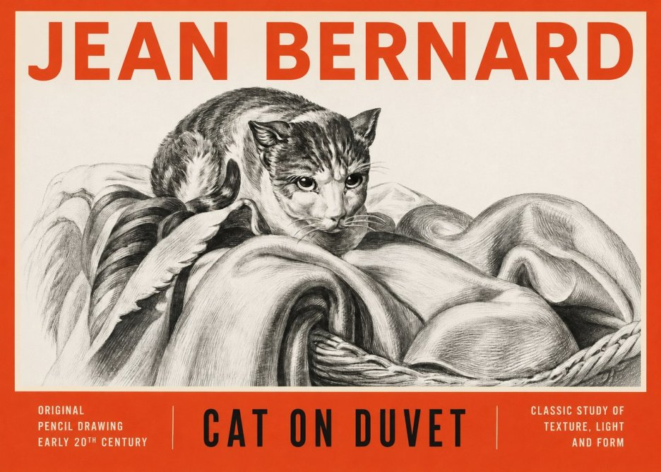 Jean Bernard Cat on a Blanket No4 - Juliste