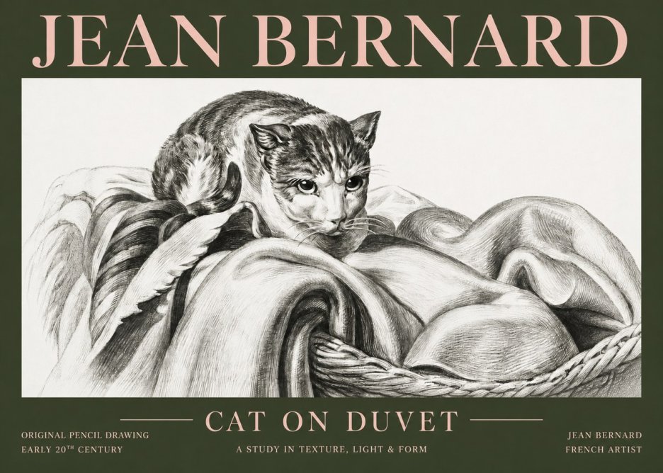 Jean Bernard Cat on a Blanket No5 - Juliste