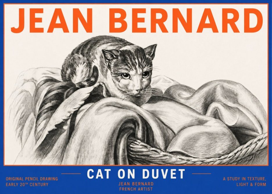 Jean Bernard Cat on a Blanket No6 - Juliste
