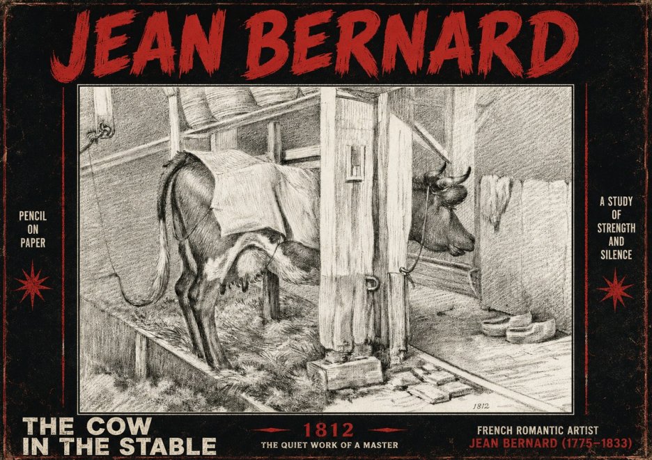 Jean Bernard The Cow in the Stable No4 - Juliste
