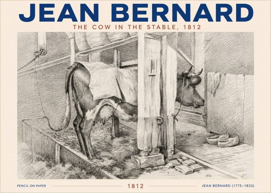 Jean Bernard The Cow in the Stable No5 - Juliste