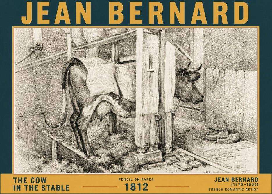Jean Bernard The Cow in the Stable No6 - Juliste