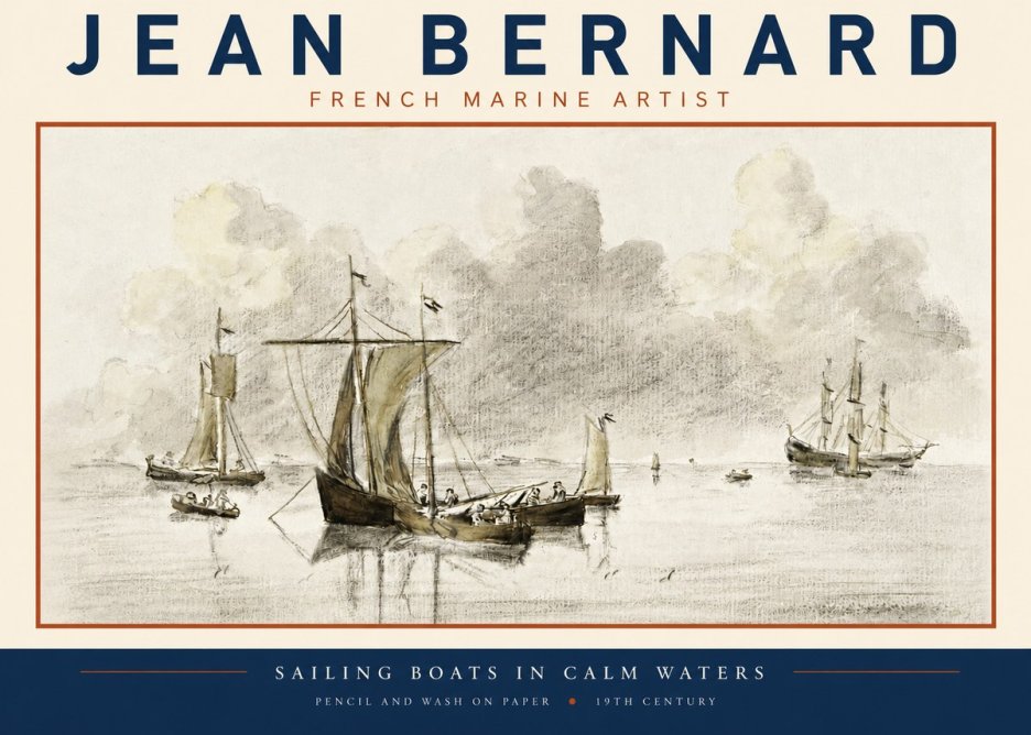 Jean Bernard Sailing Boats in Calm Waters No3 - Juliste