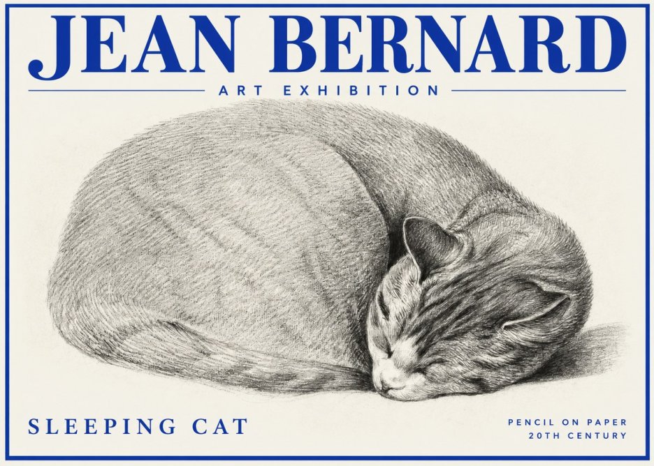Jean Bernard Sleeping Cat IX No2 - Juliste