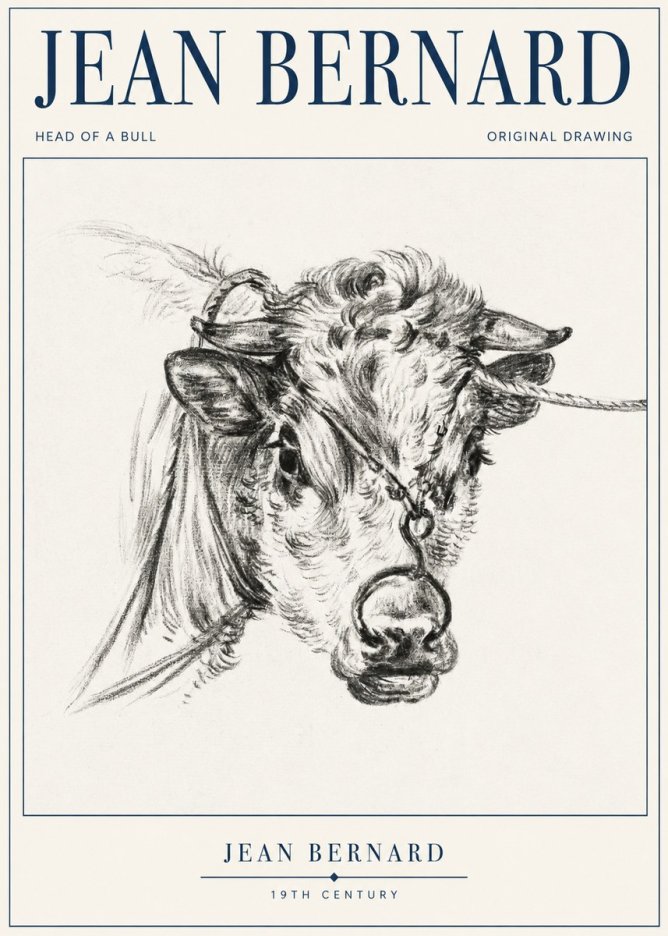 Jean Bernard Head of a Bull No1 - Juliste