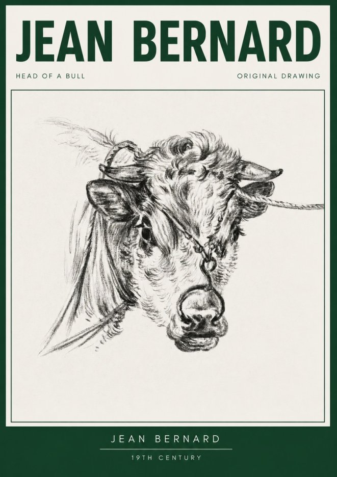 Jean Bernard Head of a Bull No3 - Juliste