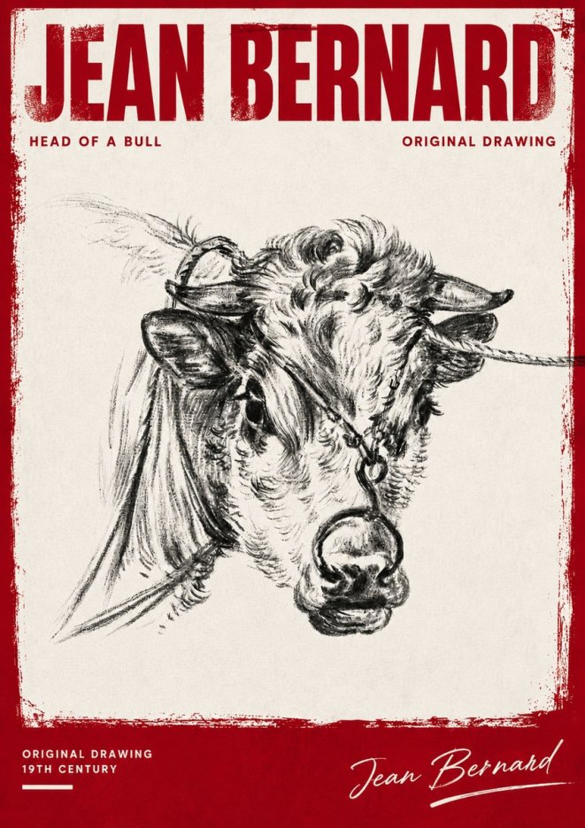 Jean Bernard Head of a Bull No4 - Juliste