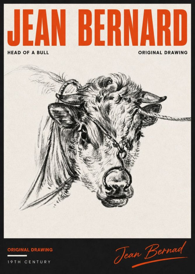 Jean Bernard Head of a Bull No6 - Juliste