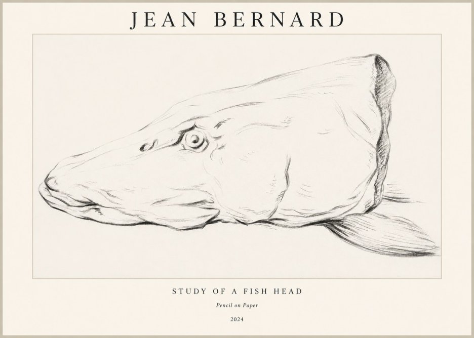 Jean Bernard Study of a Fish Head No1 - Juliste