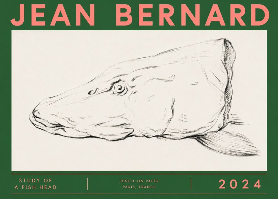 Jean Bernard Study of a Fish Head No4 - Juliste