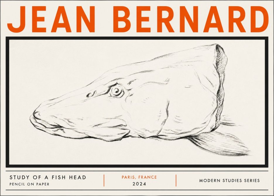Jean Bernard Study of a Fish Head No5 - Juliste