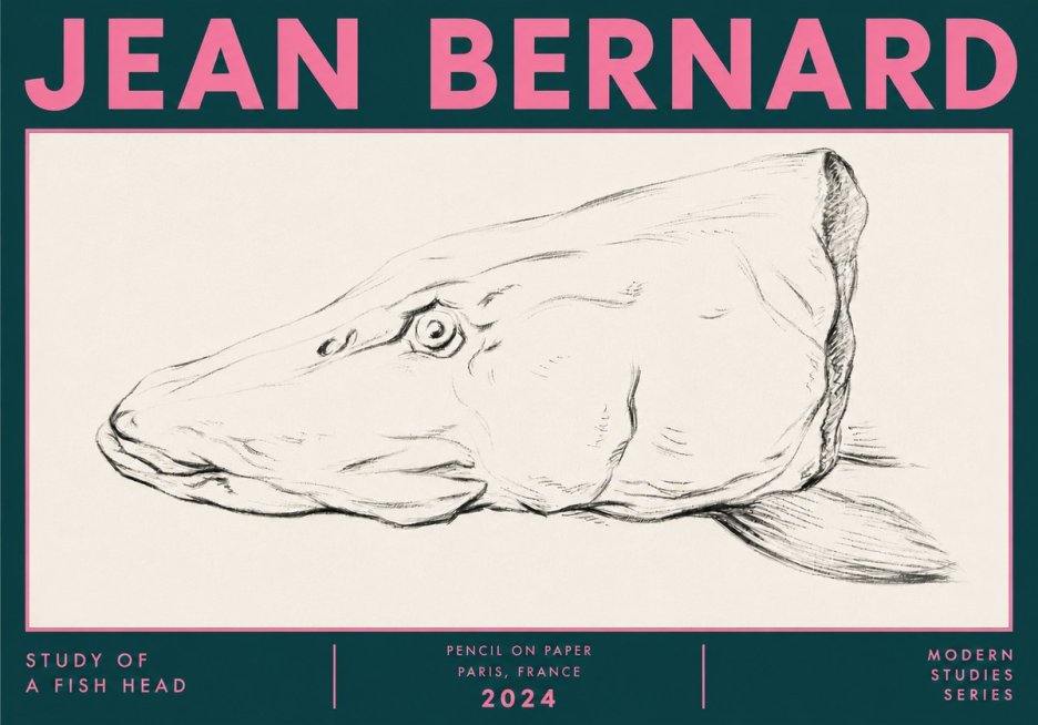 Jean Bernard Study of a Fish Head No6 - Juliste