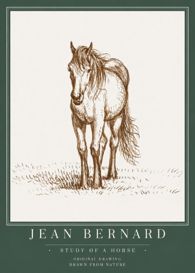 Jean Bernard Study of a Horse XV No3 - Juliste