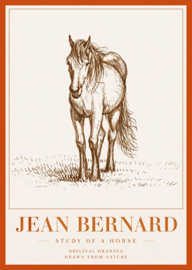 Jean Bernard Study of a Horse XV No5 - Juliste