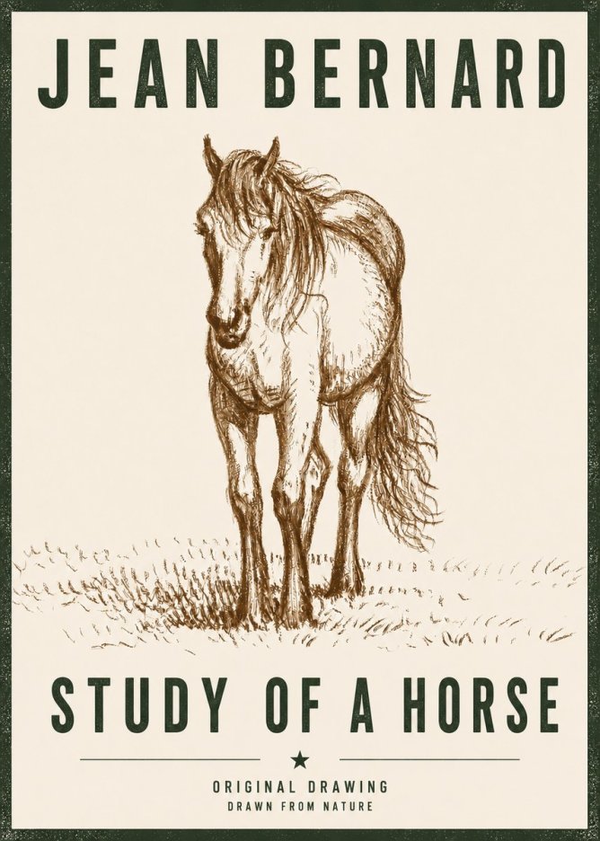 Jean Bernard Study of a Horse XV No6 - Juliste