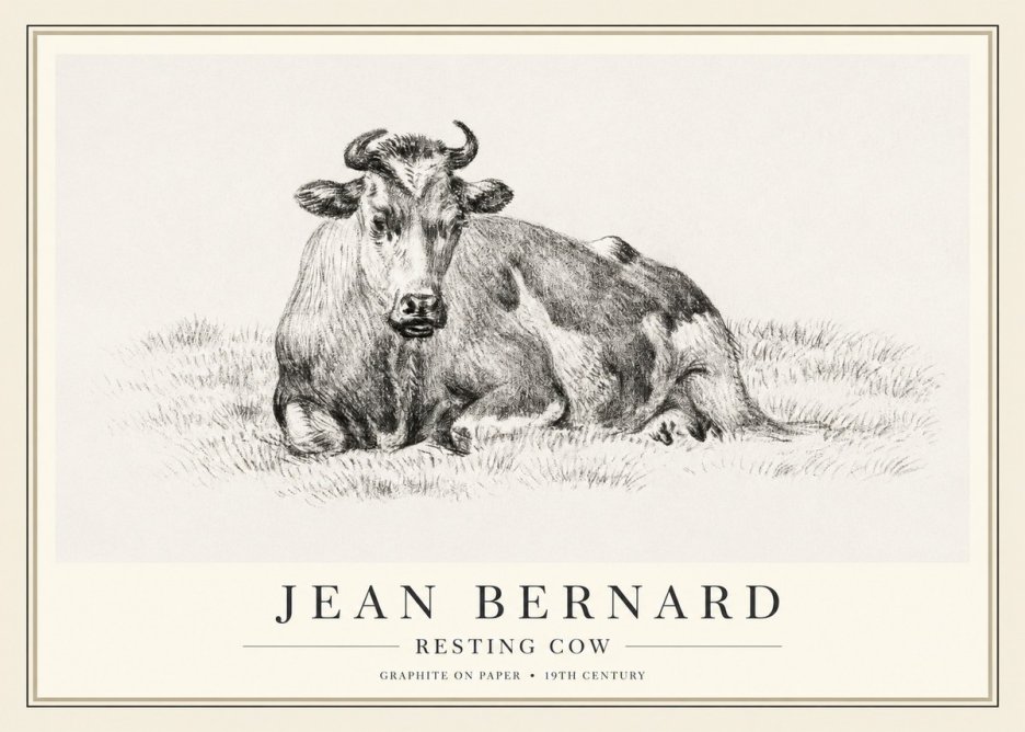 Jean Bernard Resting Cow V No1 - Juliste