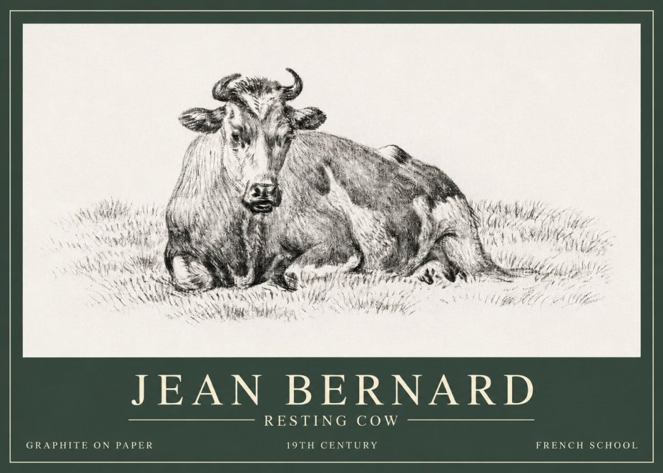 Jean Bernard Resting Cow V No3 - Juliste