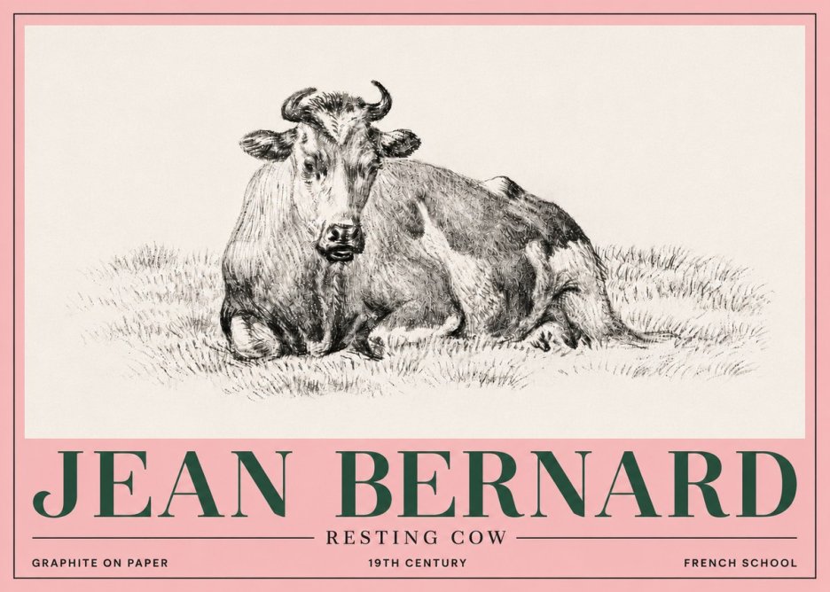 Jean Bernard Resting Cow V No5 - Juliste