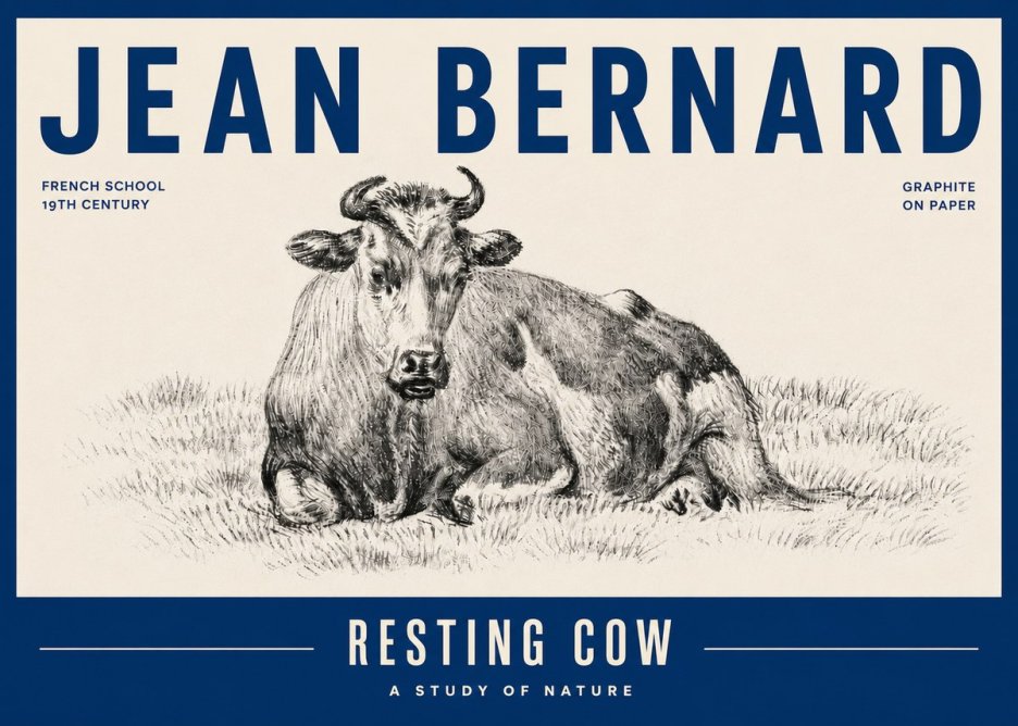 Jean Bernard Resting Cow V No6 - Juliste