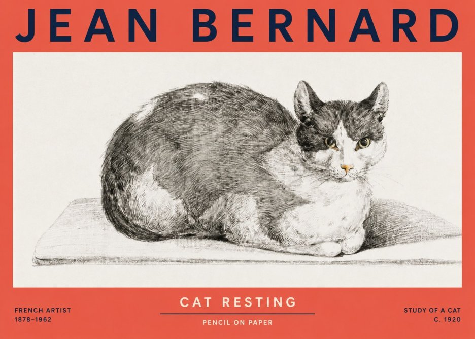 Jean Bernard Cat Study XI No5 - Juliste