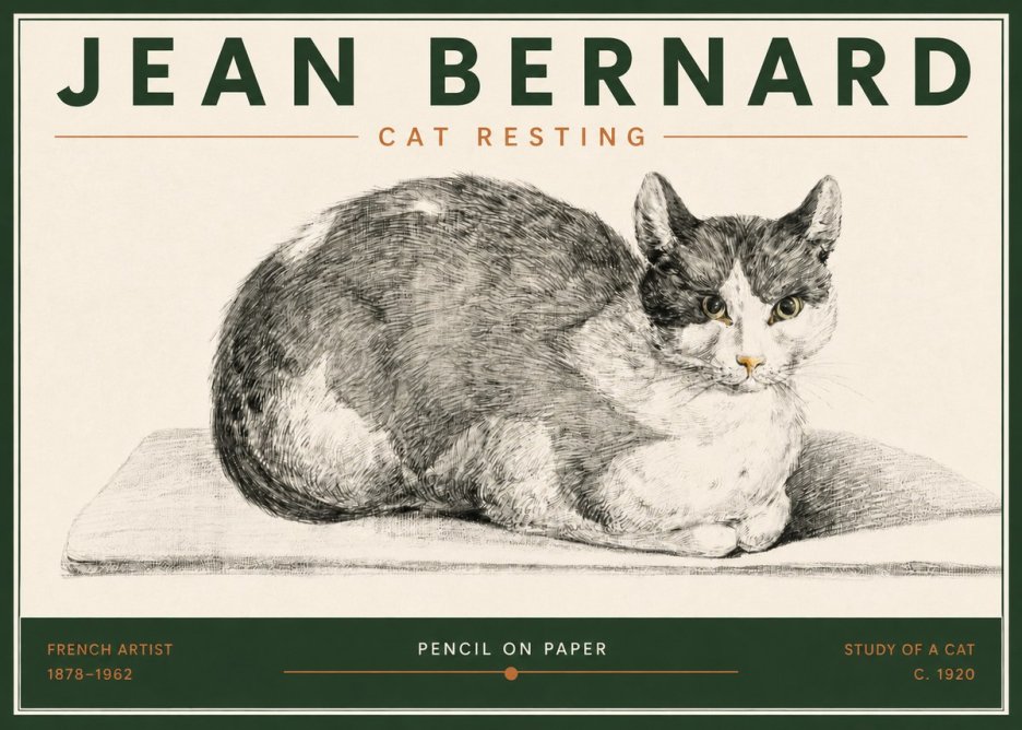 Jean Bernard Cat Study XI No6 - Juliste