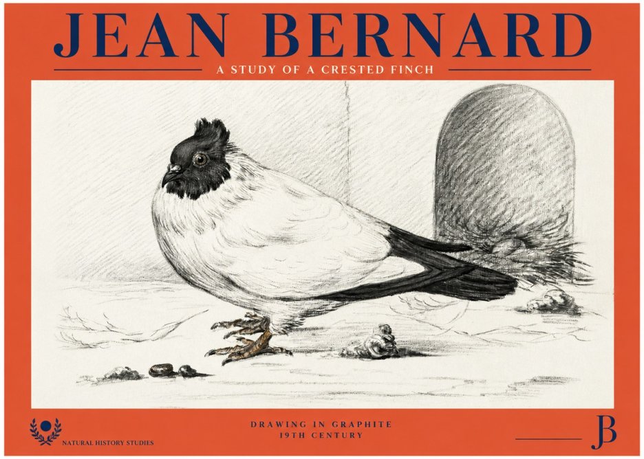 Jean Bernard A Study of a Crested Finch No2 - Juliste