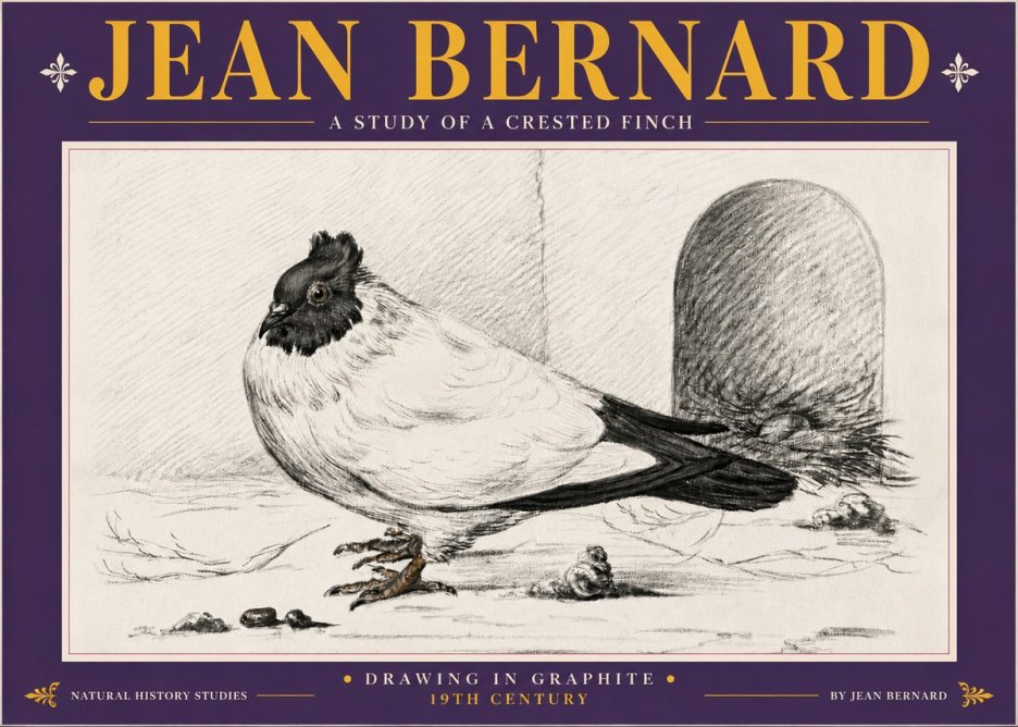 Jean Bernard A Study of a Crested Finch No5 - Juliste