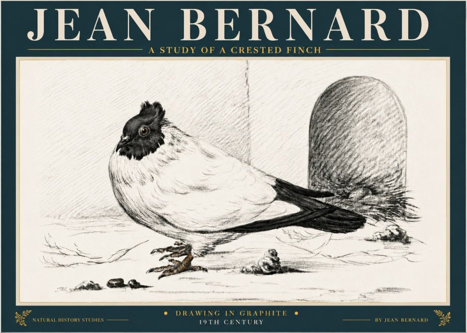 Jean Bernard A Study of a Crested Finch No6 - Juliste