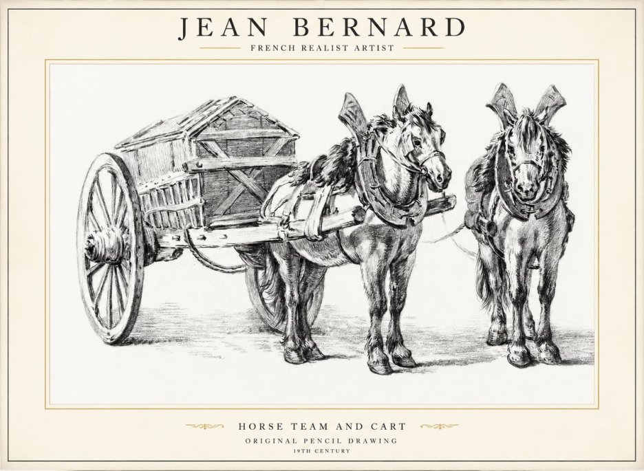 Jean Bernard Horse Team and Cart No1 - Juliste