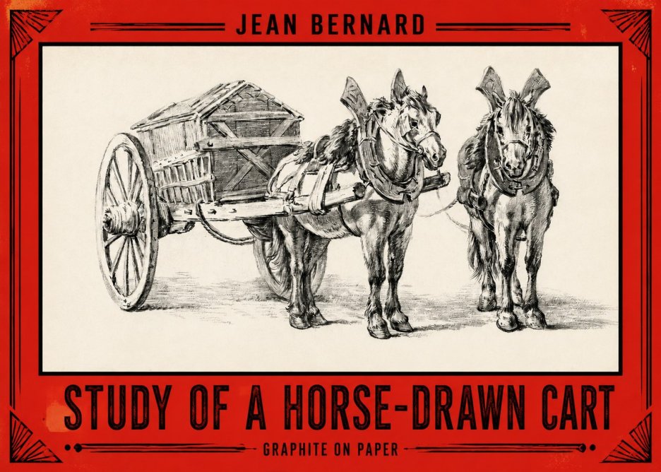 Jean Bernard Horse Team and Cart No3 - Juliste