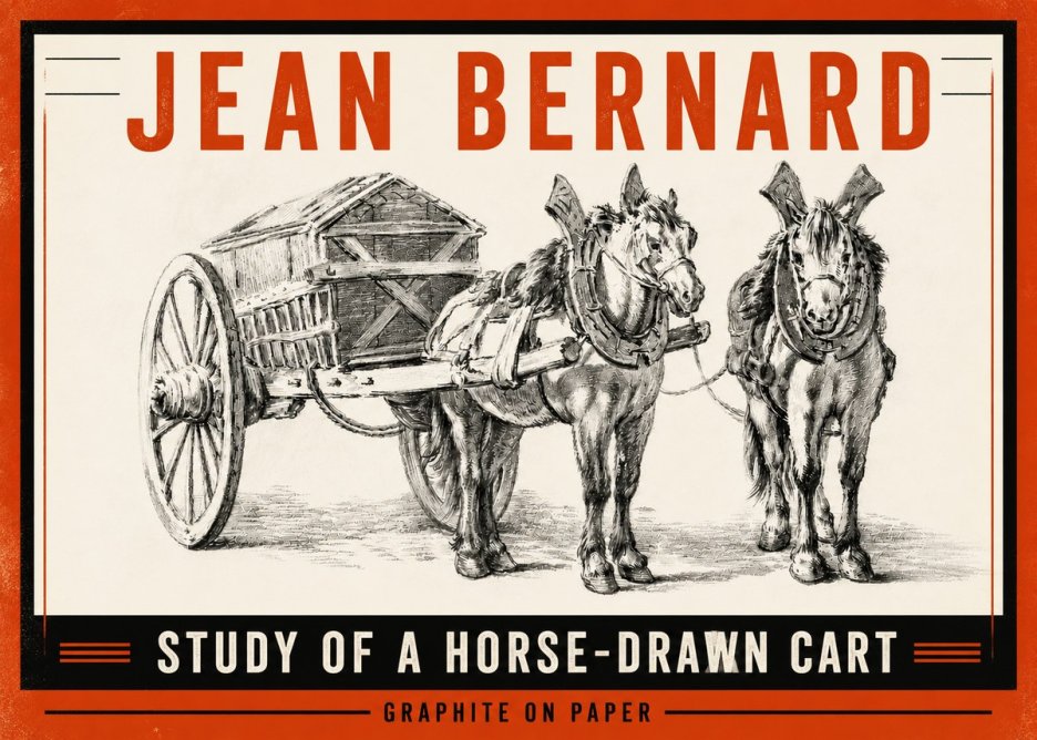 Jean Bernard Horse Team and Cart No5 - Juliste