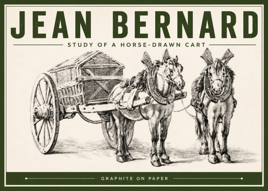 Jean Bernard Horse Team and Cart No6 - Juliste